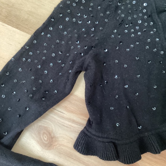 Justice Black Cropped Sweater with Long Sleeves Sequins | girls 14 | holiday - Picture 7 of 8